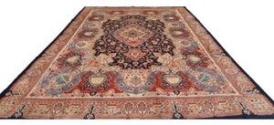 Tappeto Kashamr Zirkhaki Medaglione Floreale Blu Notte Rosso Mattone 294x396 Cm