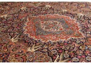 Tappeto Kashamr Zirkhaki Medaglione Floreale Rosso Mattone Blu Scuro 294x390 Cm