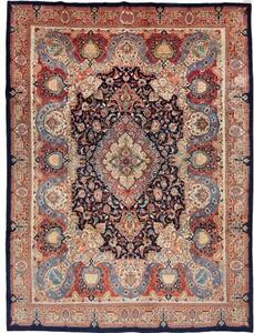 Tappeto Kashamr Zirkhaki Medaglione Floreale Blu Notte Rosso Mattone 294x396 Cm