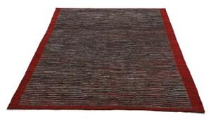Tappeto Gabbeh Fine Geometrico Rosso Mattone Grigio Tortora 149x189 Cm