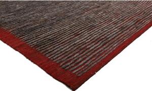 Tappeto Gabbeh Fine Geometrico Rosso Mattone Grigio Tortora 149x189 Cm