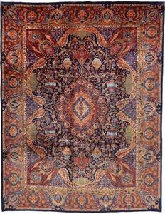 Tappeto Kashamr Zirkhaki Medaglione Floreale Blu Scuro Ruggine 300x389 Cm