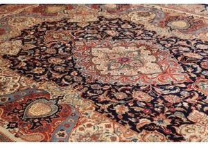Tappeto Kashamr Zirkhaki Medaglione Floreale Blu Notte Rosso Mattone 294x396 Cm