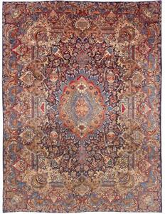 Tappeto Kashamr Zirkhaki Medaglione Floreale Blu Scuro Rosso 300x394 Cm