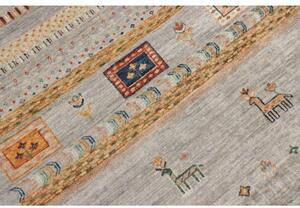 Tappeto Gabbeh Nova Geometrico Grigio Beige 251x347 Cm