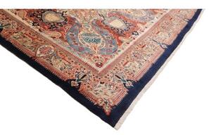 Tappeto Kashamr Zirkhaki Medaglione Floreale Blu Notte Rosso Mattone 294x396 Cm
