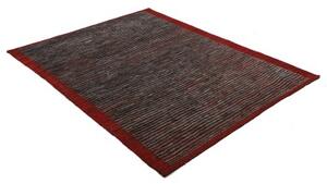 Tappeto Gabbeh Fine Geometrico Rosso Mattone Grigio Tortora 149x189 Cm