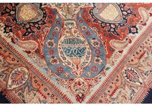 Tappeto Kashamr Zirkhaki Medaglione Floreale Blu Notte Rosso Mattone 294x396 Cm