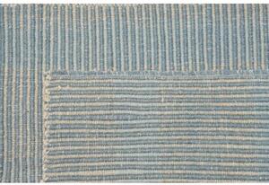 Tappeto Kilim Moderno Geometrico Celeste Avorio 201x309 Cm