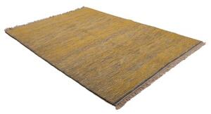 Tappeto Kilim Moderno Geometrico Giallo Senape Grigio 174x244 Cm