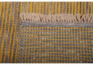 Tappeto Kilim Moderno Geometrico Giallo Senape Grigio 174x244 Cm