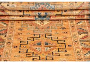 Tappeto Kazak Fine Geometrico Arancione Blu Corsia 79x252 Cm