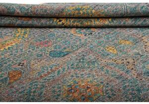 Tappeto Kairo Geometrico Blu Petrolio Beige 202x297 Cm