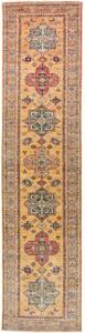 Tappeto Kazak Fine Geometrico Arancione Blu Corsia 78x306 Cm