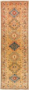 Tappeto Kazak Fine Geometrico Arancione Blu Corsia 79x252 Cm