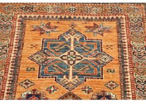 Tappeto Kazak Fine Geometrico Arancione Blu Corsia 78x306 Cm