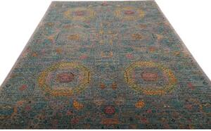 Tappeto Kairo Geometrico Blu Petrolio Beige 202x297 Cm