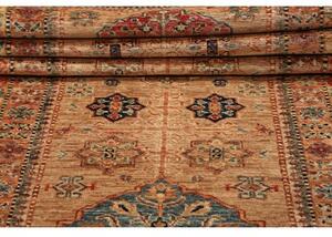 Tappeto Kazak Fine Stilizzato Beige Rosso Corsia 83x296 Cm