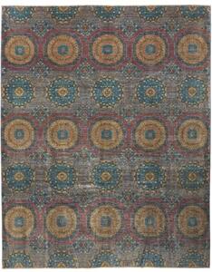 Tappeto Kairo Stilizzato Blu Petrolio Rosso Mattone 246x303 Cm