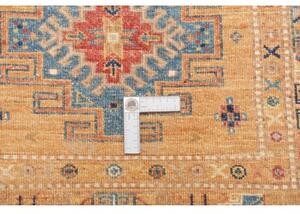 Tappeto Kazak Fine Geometrico Arancione Blu Corsia 79x252 Cm