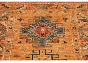 Tappeto Kazak Fine Geometrico Arancione Blu Corsia 79x252 Cm