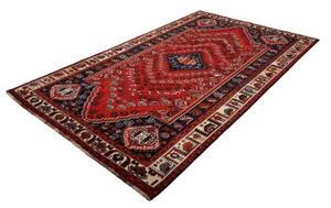 Tappeto Shiraz Stilizzato Rosso Blu Scuro 165x277 Cm