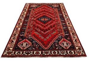 Tappeto Shiraz Stilizzato Rosso Blu Scuro 165x277 Cm