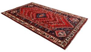 Tappeto Shiraz Stilizzato Rosso Blu Scuro 165x277 Cm