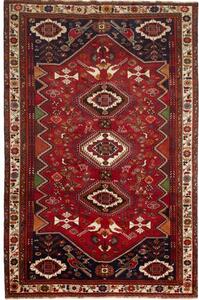 Tappeto Shiraz Geometrico Rosso Blu Scuro 182x279 Cm