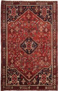 Tappeto Shiraz Stilizzato Rosso Blu Scuro 160x252 Cm