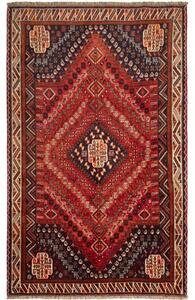 Tappeto Shiraz Stilizzato Rosso Mattone Blu Notte 170x280 Cm