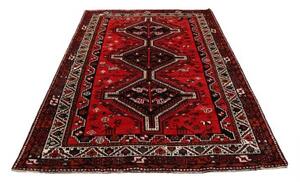 Tappeto Shiraz Stilizzato Rosso Mattone Nero 171x251 Cm