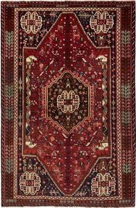 Tappeto Shiraz Stilizzato Rosso Scuro Nero 160x250 Cm