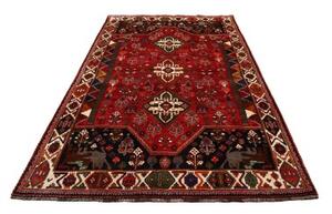 Tappeto Shiraz Stilizzato Rosso Nero 170x275 Cm