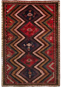 Tappeto Shiraz Figurativo Rosso Blu Scuro 177x263 Cm