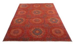 Tappeto Kairo Geometrico Rosso Mattone Blu Avio 171x240 Cm