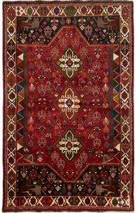 Tappeto Shiraz Stilizzato Rosso Nero 170x275 Cm