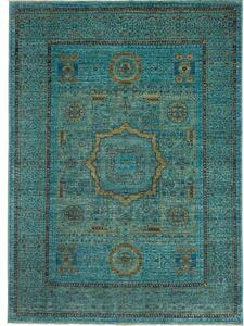 Tappeto Kairo Stilizzato Verde Petrolio Ocra 173x243 Cm