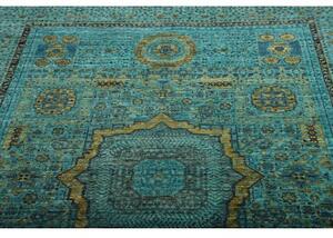 Tappeto Kairo Stilizzato Verde Petrolio Ocra 173x243 Cm