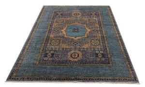 Tappeto Kairo Geometrico Blu Petrolio Ocra 149x203 Cm