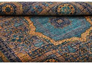 Tappeto Kairo Geometrico Blu Petrolio Ocra 149x203 Cm