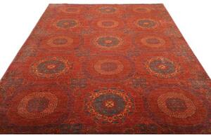 Tappeto Kairo Geometrico Rosso Ruggine Blu Petrolio 203x292 Cm