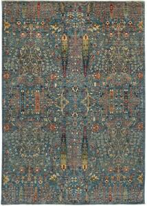 Tappeto Floralia Floreale Blu Petrolio Beige 207x295 Cm