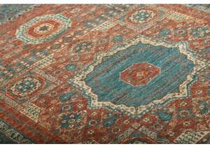 Tappeto Kairo Geometrico Verde Petrolio Ruggine 128x178 Cm