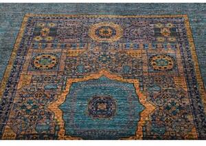 Tappeto Kairo Geometrico Blu Petrolio Ocra 149x203 Cm