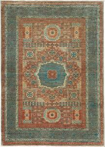 Tappeto Kairo Geometrico Verde Petrolio Ruggine 128x178 Cm