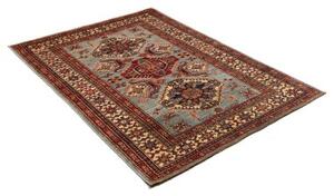 Tappeto Kazak Fine Stilizzato Azzurro Rosso Mattone 125x181 Cm