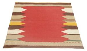 Tappeto Kilim Moderno Geometrico Rosso Beige 100x103 Cm