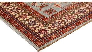 Tappeto Kazak Fine Stilizzato Celeste Rosso Mattone 124x174 Cm