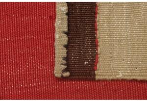 Tappeto Kilim Moderno Geometrico Rosso Beige 100x103 Cm